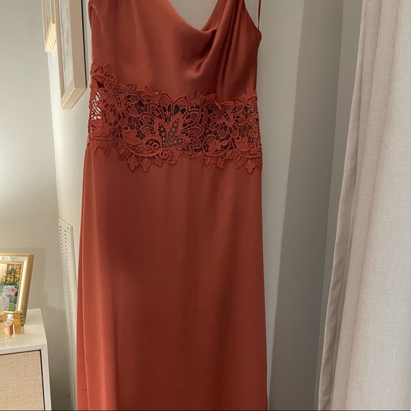KEEPSAKE Lace Inlay Slip Dress - XS Burnt Orange - Picture 5 of 9